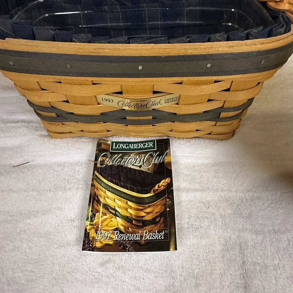 Longaberger Collectors Club Renewal Basket Lot 4 1997 1999 2000 Liners Cards